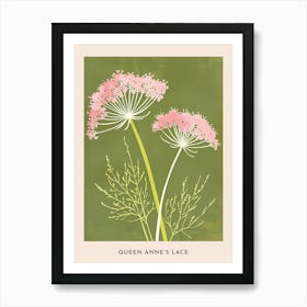 Pink & Green Queen Annes Lace 2 Flower Poster Art Print