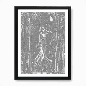 Couple Dancing At Night Art Print