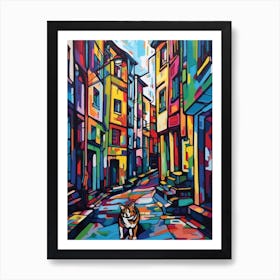 Painting Of Moscow Russia With A Cat In The Style Of Pop Art 2 Art Print