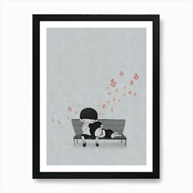 Cute Couple Sitting Art Print