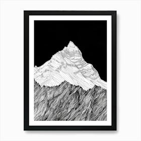 Ben More Crianlarich Mountain Line Drawing 2 Art Print