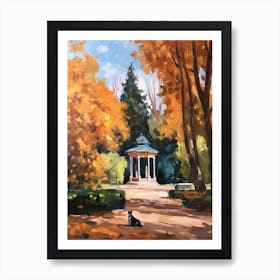Painting Of A Cat In Parque Del Retiro, Spain In The Style Of Impressionism 04 Art Print