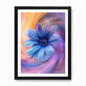 Blue Flower In A Swirl Art Print