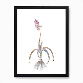 Stained Glass Common Bluebell Mosaic Botanical Illustration on White n.0232 Art Print