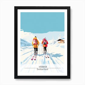 Verbier   Switzerland, Ski Resort Poster Illustration 0 Art Print