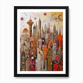 Kitsch Geometric Seattle Cityscape Art Print