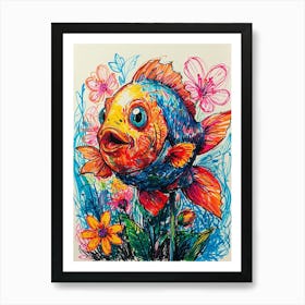Fish In The Garden Art Print