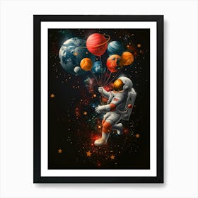 Explore the Cosmic Adventure: Astronaut Balloon Poster Art Print