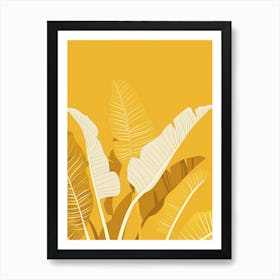 Banana Leaves On Yellow Background 2 Art Print