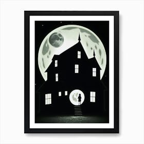 Full Moon In The Haunting House Art Print
