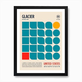 Glacier National Park Retro Travel Print Art Print