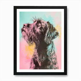 Wirehaired Pointing Griffon Dog Pastel Line Watercolour Illustration  4 Art Print