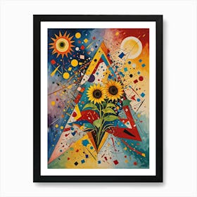 Rainbow Sunflowers no2 Art Print