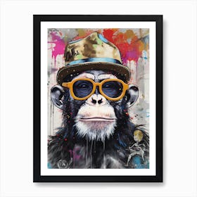 Monkey Wearing Hat and Sunglasses Pop Art Print