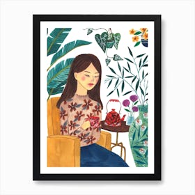 Tea Time Lady Art Print