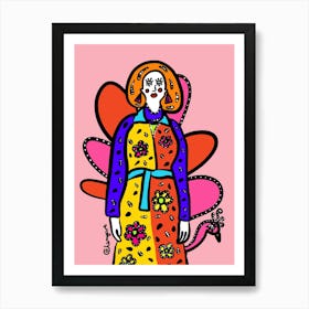 Woman In A Colorful Dress Art Print