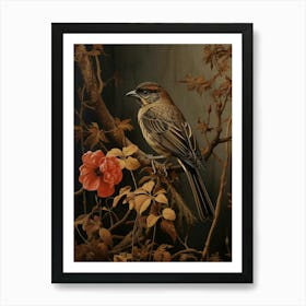 Dark And Moody Botanical Sparrow 3 Art Print