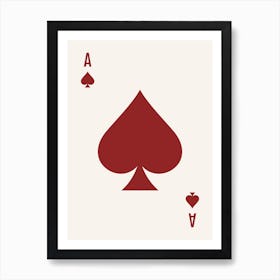 Ace Of Spade (Maroon and beige Tone) Art Print