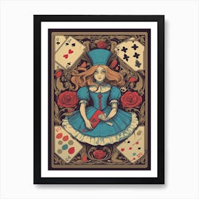 Alice In Wonderland Vintage Playing Card Art Print