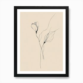 Two Flowers On A Beige Background Art Print