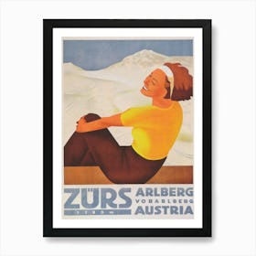 Zurs Austria Vintage Poster Art Art Print