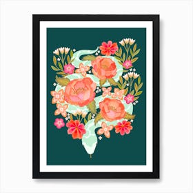Snakes And Flowers 1 Art Print