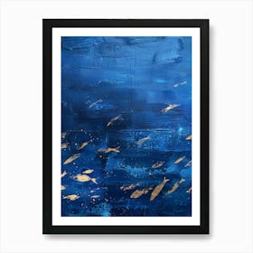 Gold Fish In Blue Water Art Print