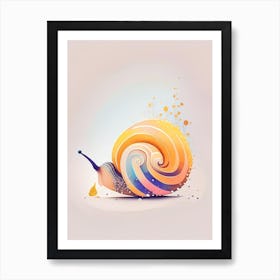 Snail With Splattered Background Illustration Art Print