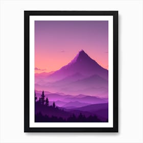 Misty Mountains Vertical Composition In Purple Tone 48 Art Print