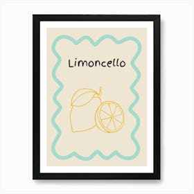 Limoncello Doodle Poster Teal & Orange Art Print