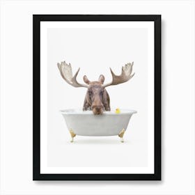 Moose In Simple Tub Art Print