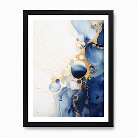 Blue And Gold Abstract Painting 2 Art Print