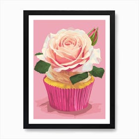 English Roses Painting Rose In A Cupcake 2 Art Print