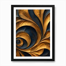 Abstract Gold And Blue Painting 1 Art Print