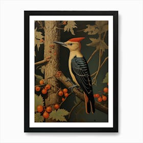 Dark And Moody Botanical Woodpecker 4 Art Print