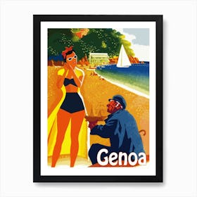 Genoa, Italy, Vintage Travel Poster Art Print