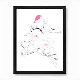 A Girl Sleeping Back View White Art Print