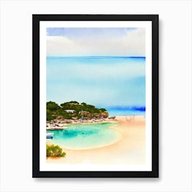 Cala Salada, Ibiza, Spain Watercolour Art Print