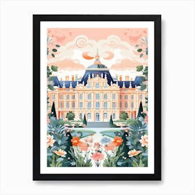 Palace Of Versailles   Versailles, France   Cute Botanical Illustration Travel 3 Art Print