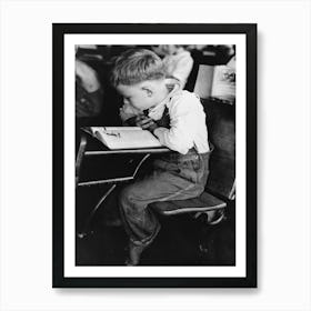 Child Studying In School, Southeast Missouri Farms By Russell Lee 2 Art Print
