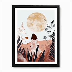 Woman In The Field, Minimalism Art Print