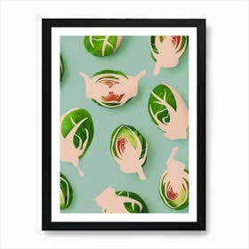 Brussel Sprouts Pattern Illustration 1 Art Print