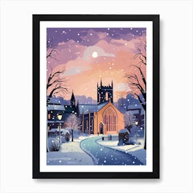 Winter Travel Night Illustration St Andrews United Kingdom 3 Art Print