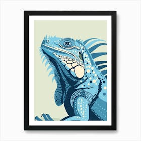 Pastel Blue Mexican Spiny Tailed Iguana Abstract Modern Illustration 3 Art Print