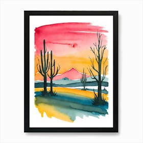 Watercolor Of Cactus Art Print