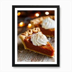 Close Up Of A Warm Homemade Pumpkin Pie Slice Its Creamy Sweet Filling Lightly Dusted With A Spri Art Print