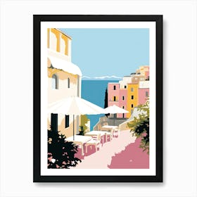 Amalfi, Italy, Flat Pastels Tones Illustration 2 Art Print