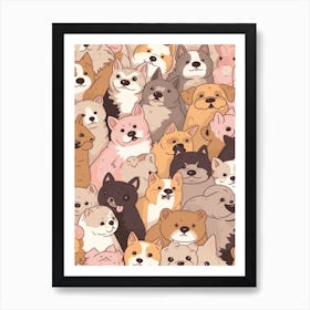 Dogs Kawaii Illustration 1 Art Print