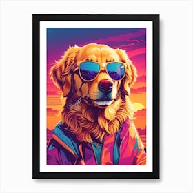 Golden Retriever Dog Wearing Glasses Art Print