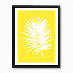 Palm Leaf On Yellow Background Art Print